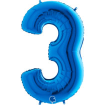 grabo blue foil number three balloon