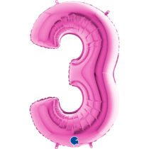 grabo fuxia foil number three balloon