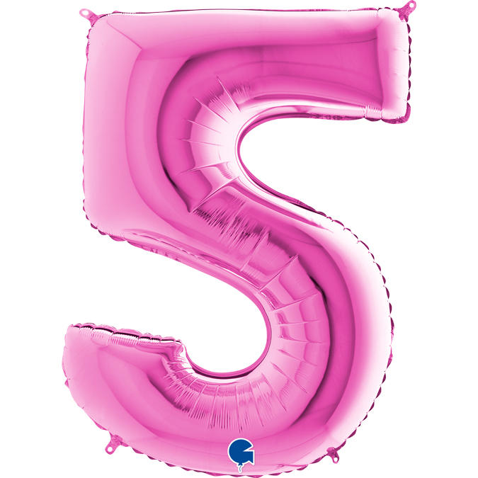 grabo fuxia foil number five balloon
