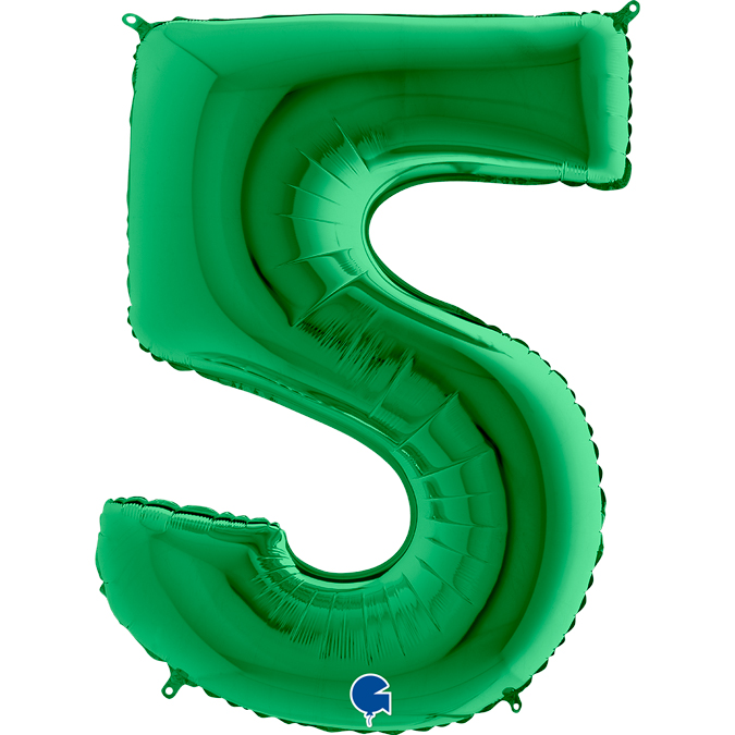 grabo green 40 inch foil number five balloon