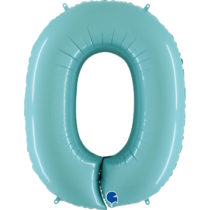 grabo pastel blue foil number zero balloon