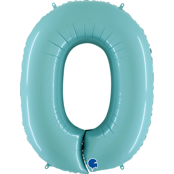 grabo pastel blue foil number zero balloon