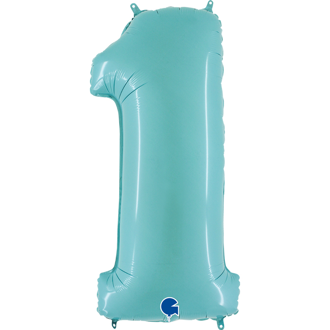 grabo pastel blue foil number one balloon