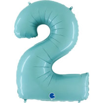 grabo pastel blue foil number two balloon