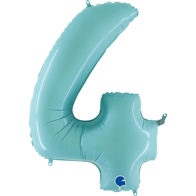 grabo pastel blue foil number four balloon