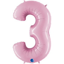 Grabo Pastel pink foil number 3 three balloon