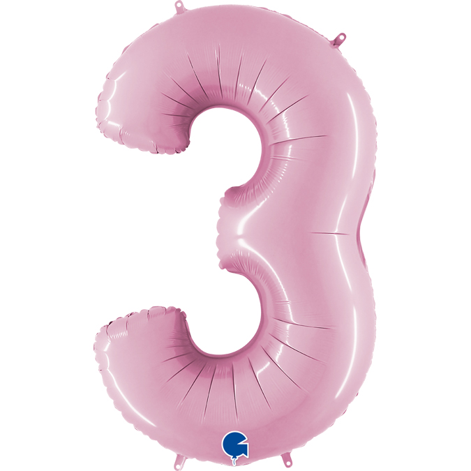 073PP-Number-3-Pastel-Pink-1 Grabo Pastel pink foil number 3 three balloon
