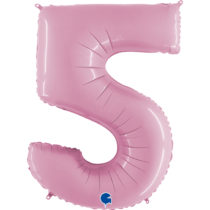Grabo pastel pink foil number 5 five balloon