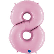 grabo pastel pink foil number 8 eight balloon