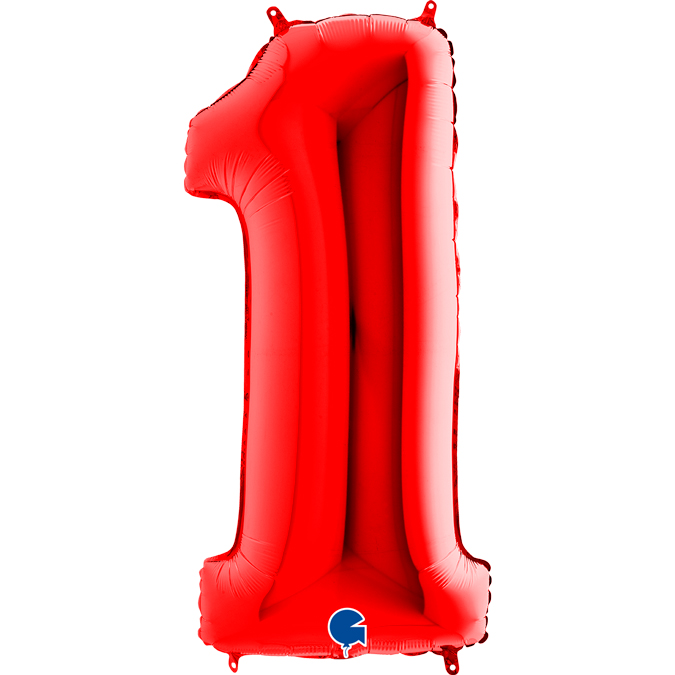 081R-Number-1-Red-1 40 inch red foil number 1 one 40 inch Grabo Balloon