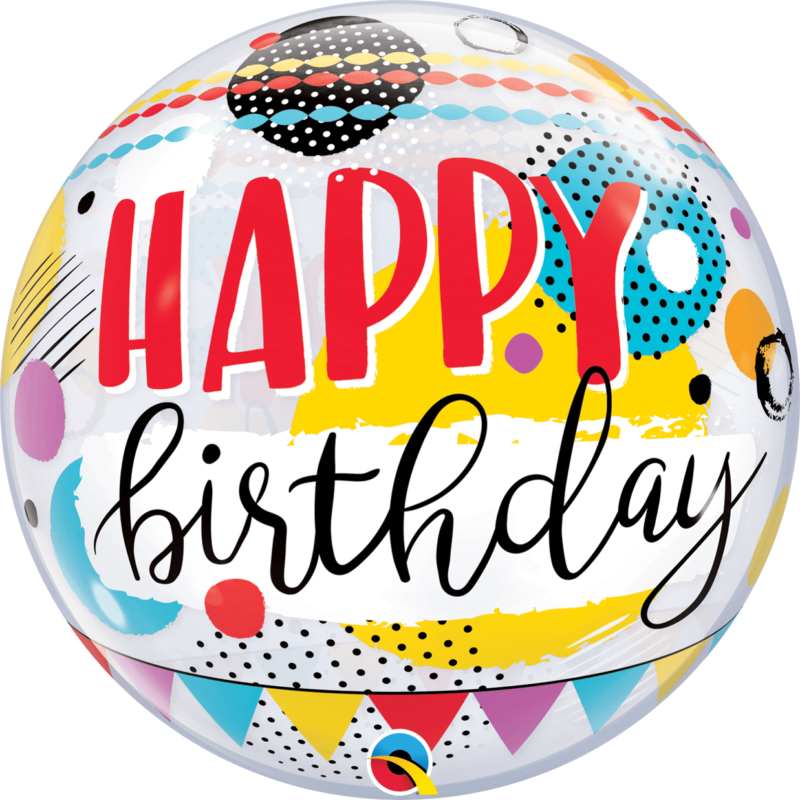 10052B-min BIRTHDAY CIRCLES & DOT PATTERNS BUBBLE | 22 INCH QUALATEX