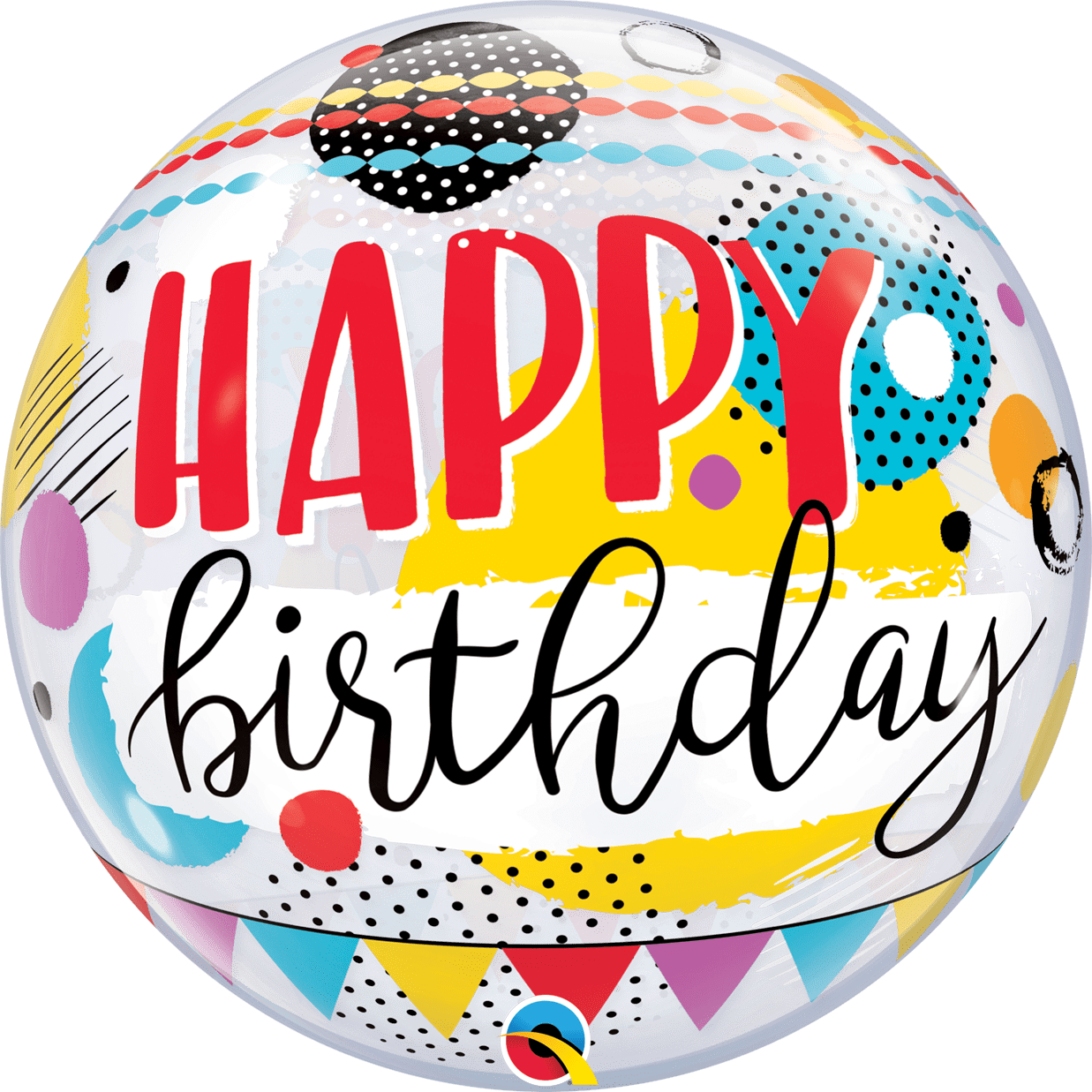 10052B-min BIRTHDAY CIRCLES & DOT PATTERNS BUBBLE | 22 INCH QUALATEX