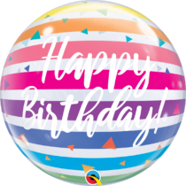 BIRTHDAY BRIGHT RAINBOW STRIPES BUBBLE | 22 INCH QUALATEX