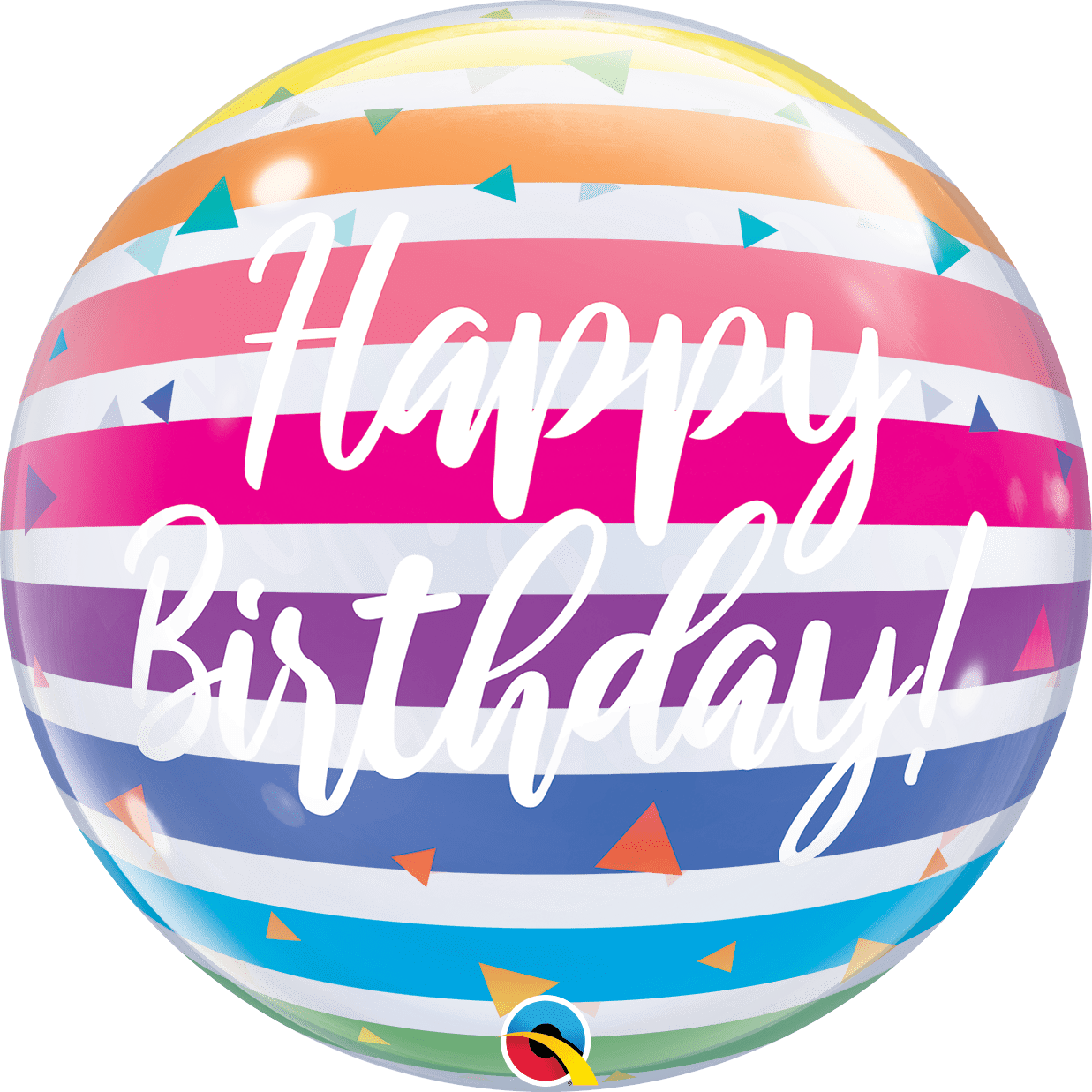 13037B-min BIRTHDAY BRIGHT RAINBOW STRIPES BUBBLE | 22 INCH QUALATEX