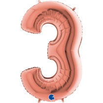 rose gold number three balloon