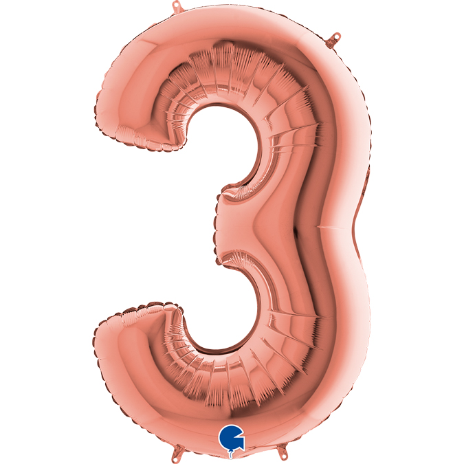 rose gold number three balloon