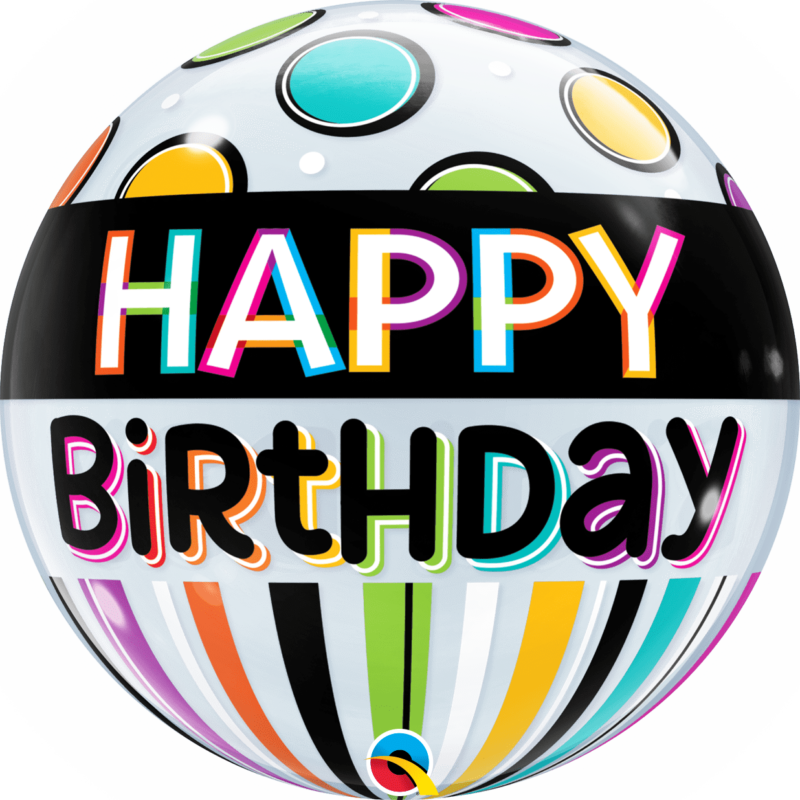 25720B_F&B-min BIRTHDAY BLACK BAND & DOTS BUBBLE | 22 INCH QUALATEX