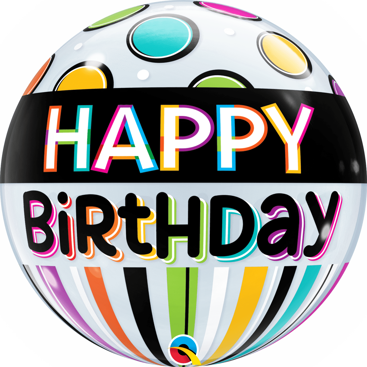 25720B_F&B-min BIRTHDAY BLACK BAND & DOTS BUBBLE | 22 INCH QUALATEX