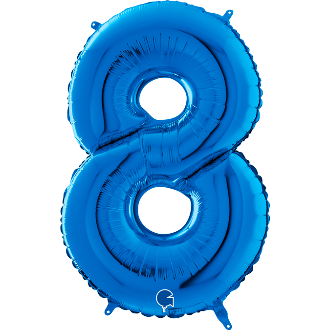 blue number eight balloon