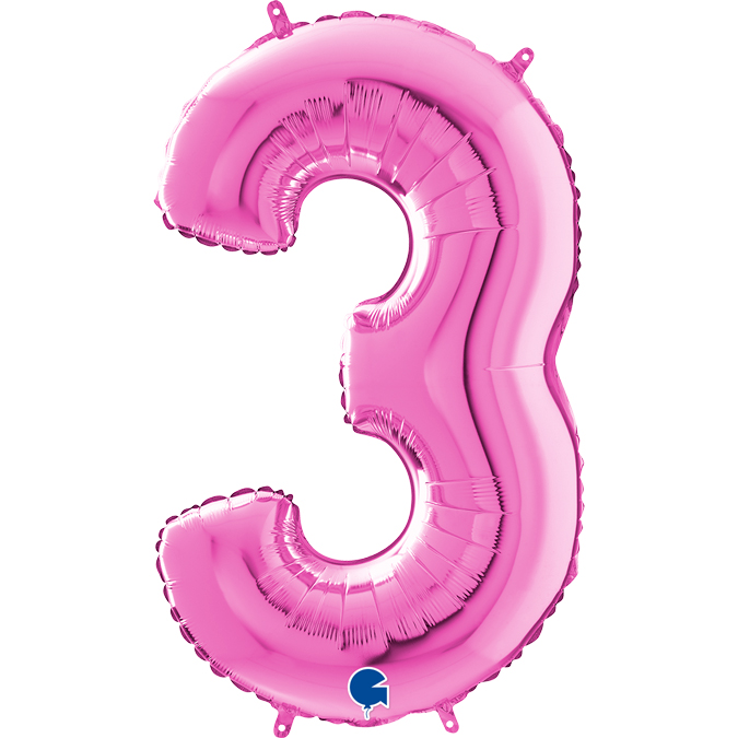 26013F-Number-3-Fuxia-2 fuxia number three balloon