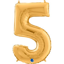 gold foil number five 5 balloon