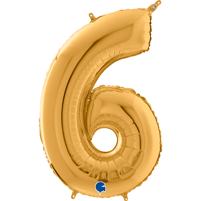 26026G-Number-6-Gold-2 gold number 6 six foil balloon
