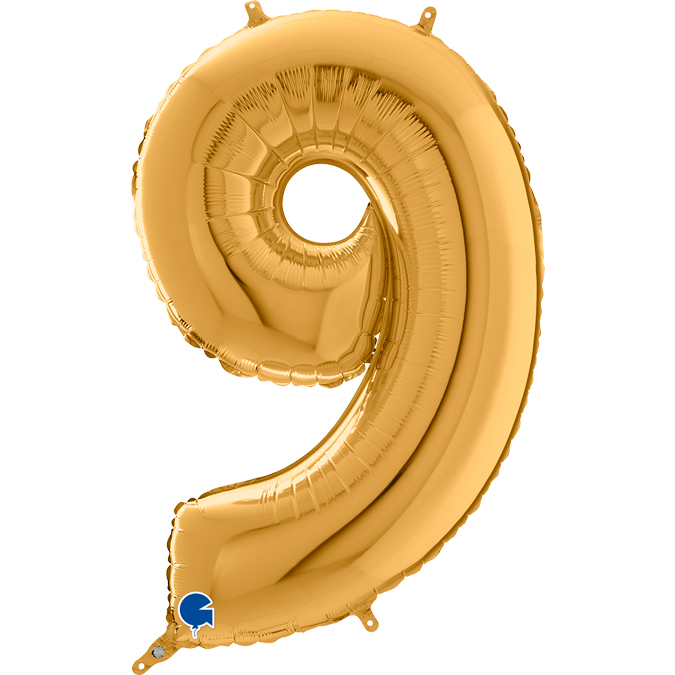 26029G-Number-9-Gold-2 gold number 9 nine foil balloon