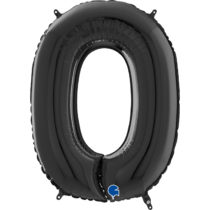 black foil number zero balloon