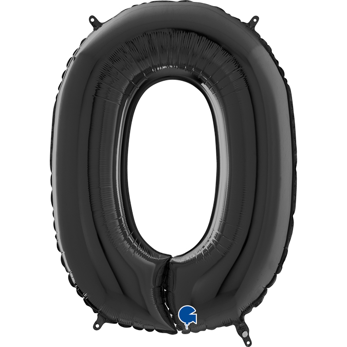 black foil number zero balloon