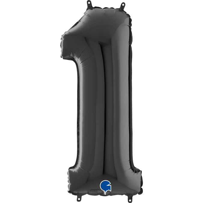 26041K-Number-1-Black black foil number one balloon