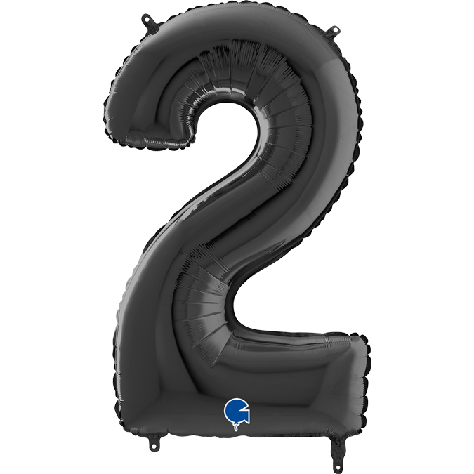 26042K-Number-2-Black black foil number two balloon