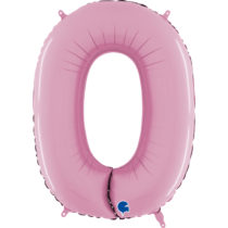 grabo pastel pink 26 inch number zero balloon