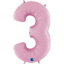 grabo pastel pink 26 inch number three balloon