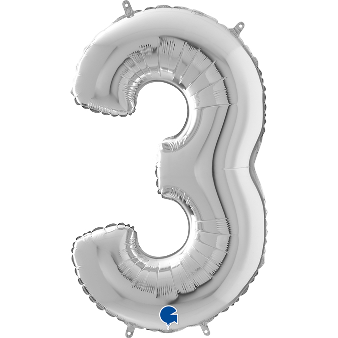 grabo silver 26 inch number three balloon