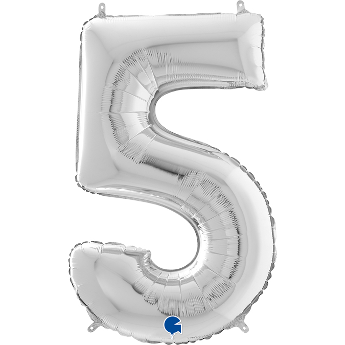 grabo silver 26" number five balloon