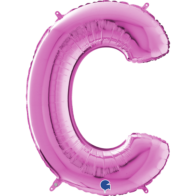 26 inch fuxia pink magent letter c foil balloon