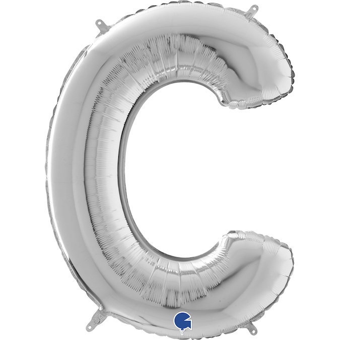 26229S-Letter-C-Silver 26 inch silver letter C foil balloon