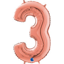 rose gold foil number 3 balloon