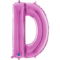 26 inch fuxia magenta pink foil letter D balloon