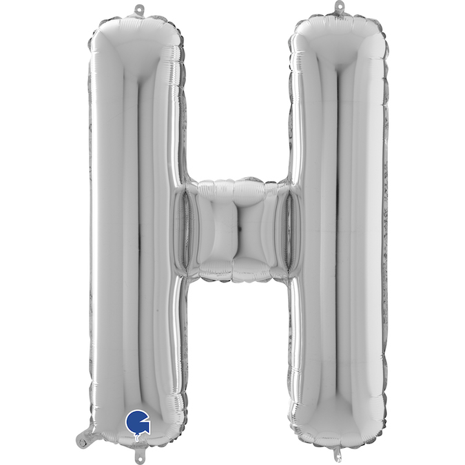26279S-Letter-H-Silver 26 inch silver letter H foil balloon