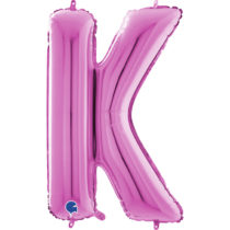 26 inch fuxia magenta letter K foil balloon