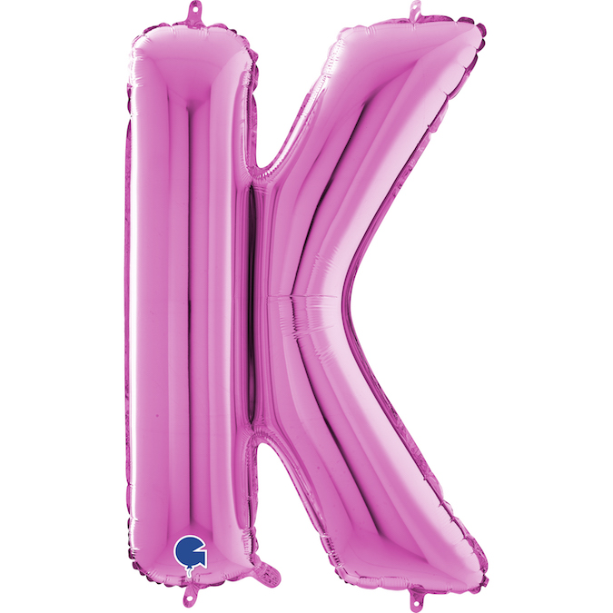 26 inch fuxia magenta letter K foil balloon