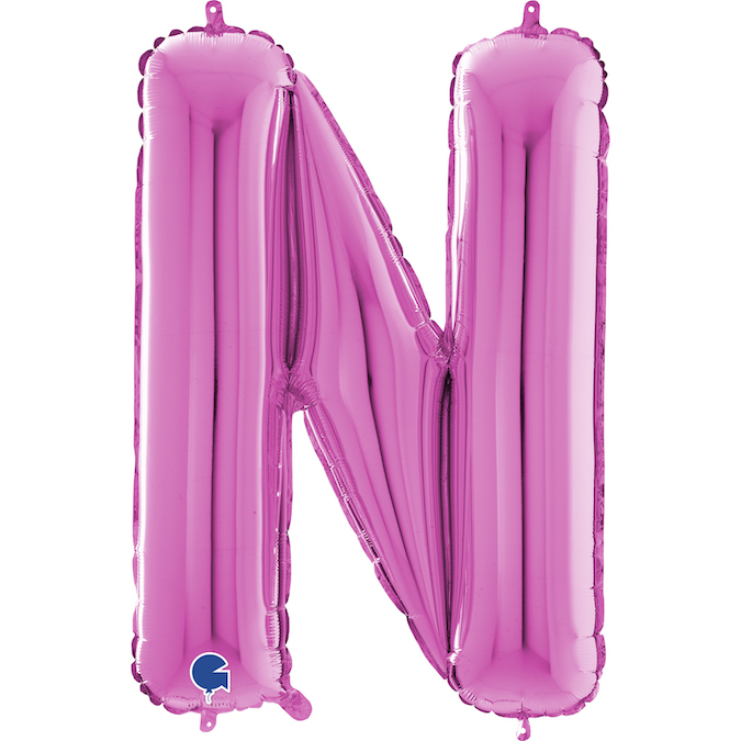 26331F-Letter-N-Fuxia 26 inch fuxia magenta foil letter N balloon