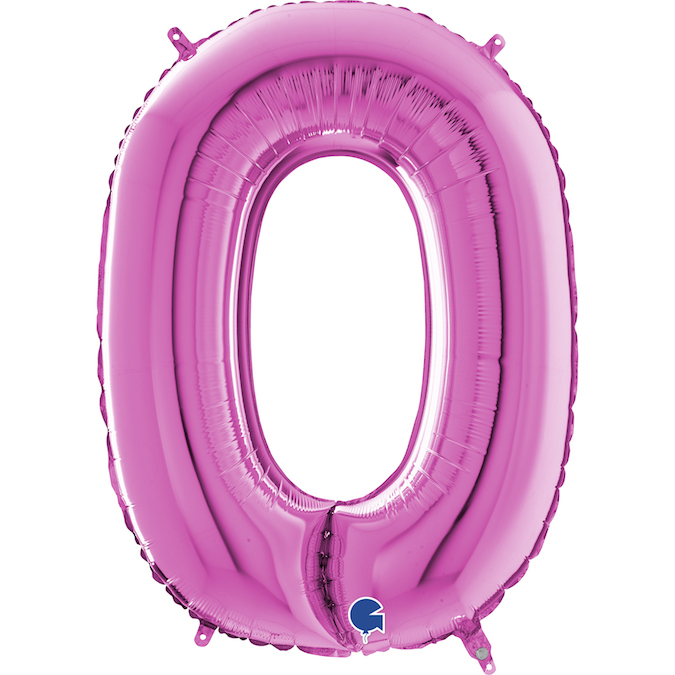 26 inch fuxia magenta letter O foil balloon