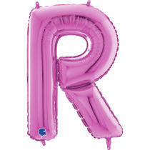 26 inch fuxia magenta foil letter r balloon