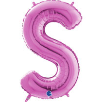 26 inch fuschia magenta foil letter S balloon