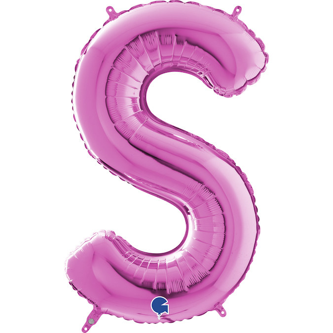 26 inch fuschia magenta foil letter S balloon