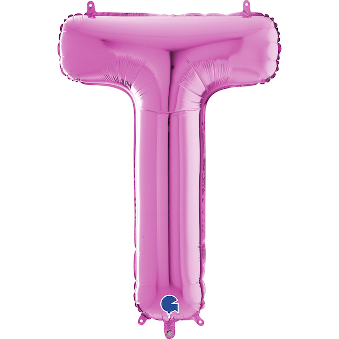 26391F-Letter-T-Fuxia 26 inch fuxia fuschia foil letter T balloon