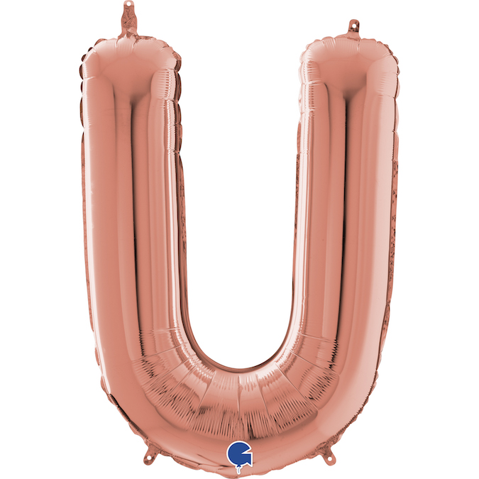 264023RG-Letter-U-Rose-Gold grabo rose gold 26 inch foil letter U balloon
