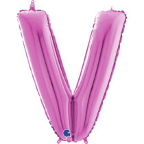 26 inch fuxia fucshia foil letter V balloon